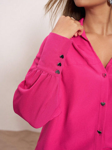 Vera Edvards Women's Fashionable Loose-Fitting Dropped Shoulder Long Sleeve Shirt