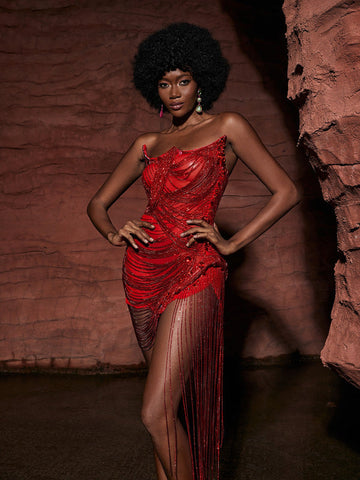 Verona Embellished Diamond Chain Dress