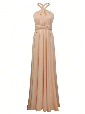 Versatile Multi-Way Criss-Cross Back Bandage Dress, Formal Gown