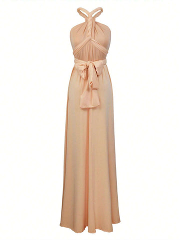 Versatile Multi-Way Criss-Cross Back Bandage Dress, Formal Gown
