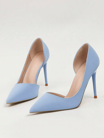 Vintage European And American Style Sexy Nightclub Thin Heeled Shallow Mouth Pointed Toe Side Hollow Out Women's High Heels