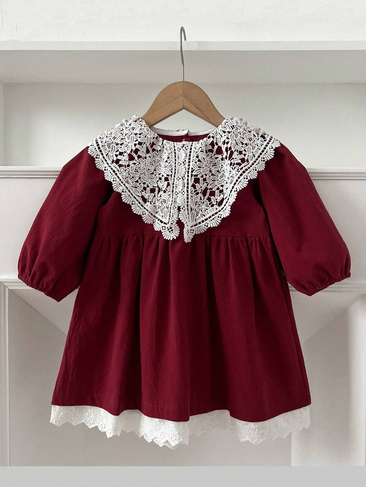 Vintage Lace Collared Girls Princess Dress, Spring & Autumn