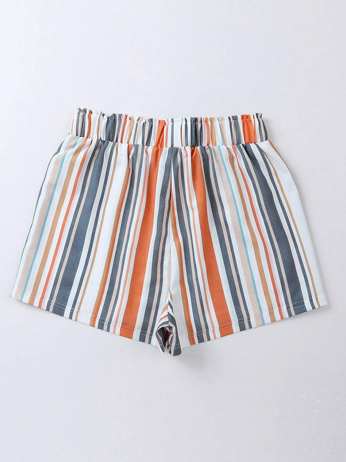 Vintage Washed Elastic Frill Waist Casual Shorts