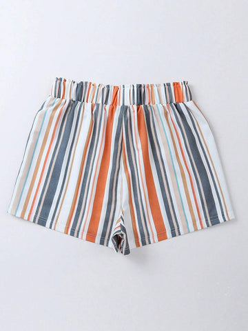 Vintage Washed Elastic Frill Waist Casual Shorts