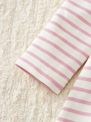 Kids Autumn Young Girl Casual Striped Bow Decor Dress