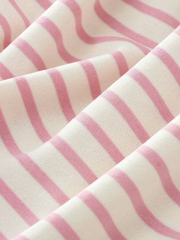 Kids Autumn Young Girl Casual Striped Bow Decor Dress