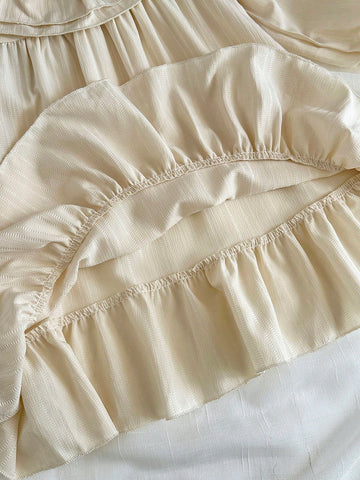 Vintaside Kids Babygirl Young Girl Fashionable And Simple Long Sleeve Peter Pan Collar Dress