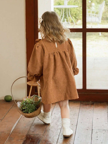 Vintaside Kids Babygirl Young Girl Girls Fashionable Western Style Casual Cute Sweet Big Bow Long Sleeve Dress