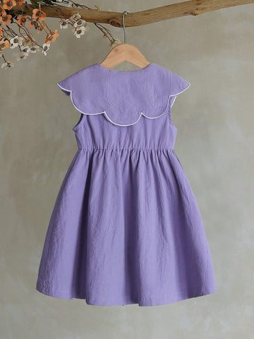 Kids Girls' White Sleeveless Floral Embroidered Dress