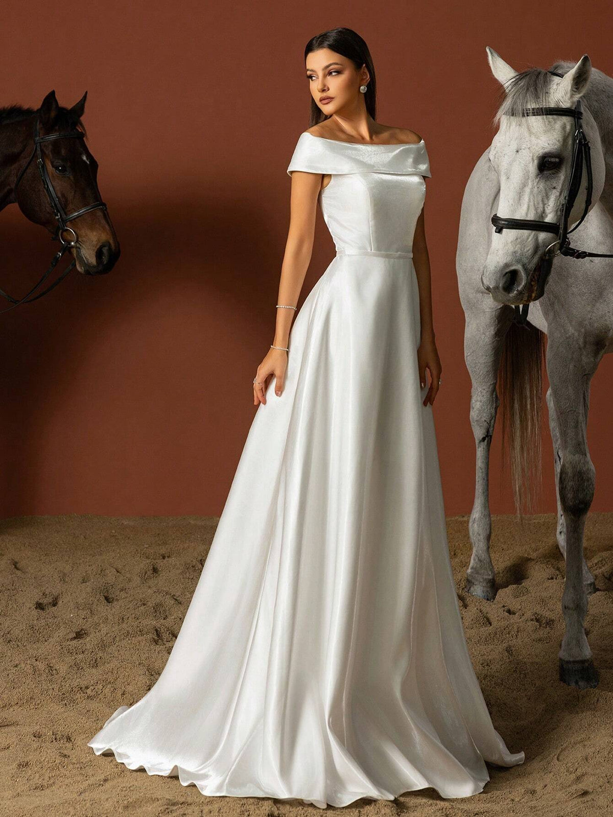 Vipgirl Simple One-Shoulder Strapless French Style Wedding Dress