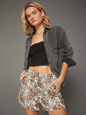 WESTFADE 100% Cotton Leopard Print Shorts