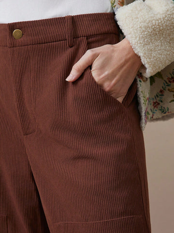 WESTFADE Ankle Length Corduroy Utility Pants