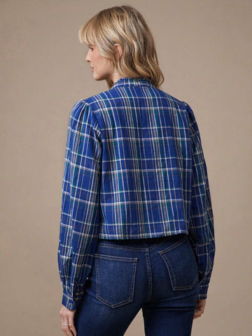 Plaid Ruffle Button Up 100% Cotton Shirt