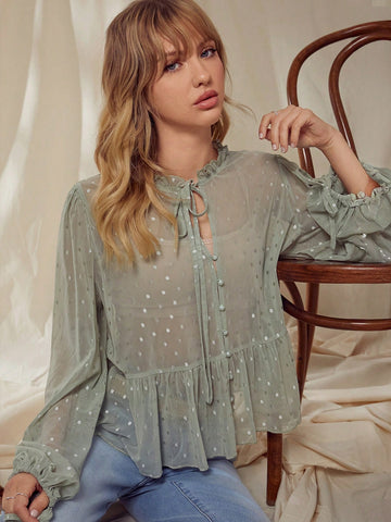 WESTFADE Sheer Dot Mesh Top