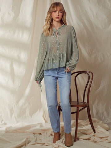 WESTFADE Sheer Dot Mesh Top