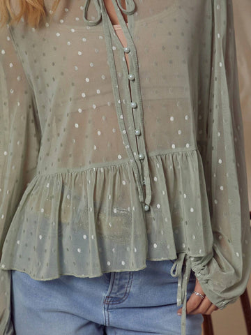 WESTFADE Sheer Dot Mesh Top