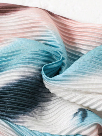 Warm Vacation Vibes! Girls' Tie-Dye Print Pleated Pants In Black, Apricot, Green-Blue & Coffee For Summer