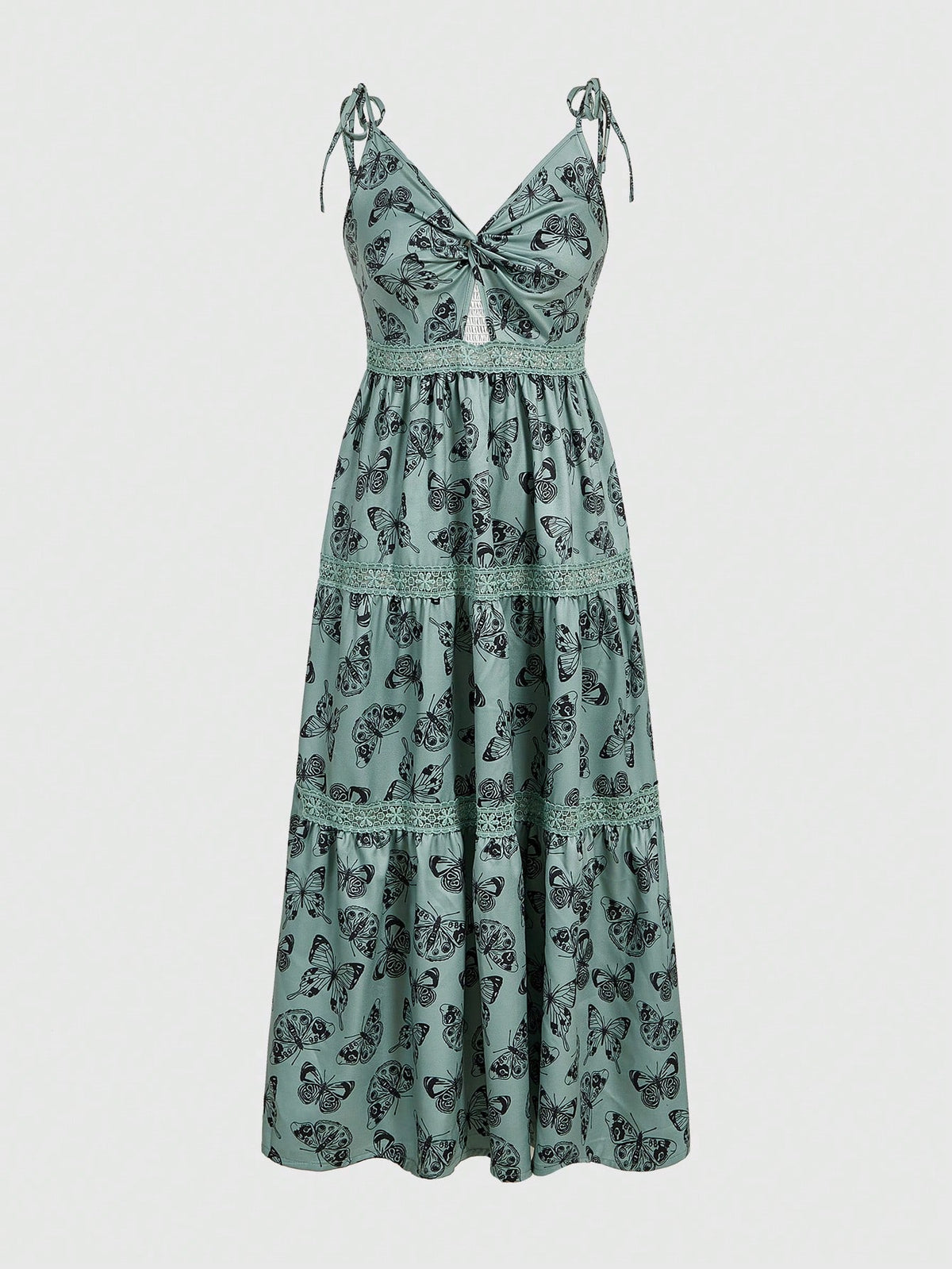 Warp Atelie Butterfly Print Twist Knot Design Dress
