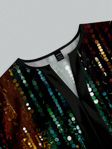 Women's Casual Minimalist Glitter Print Elegant Blouse