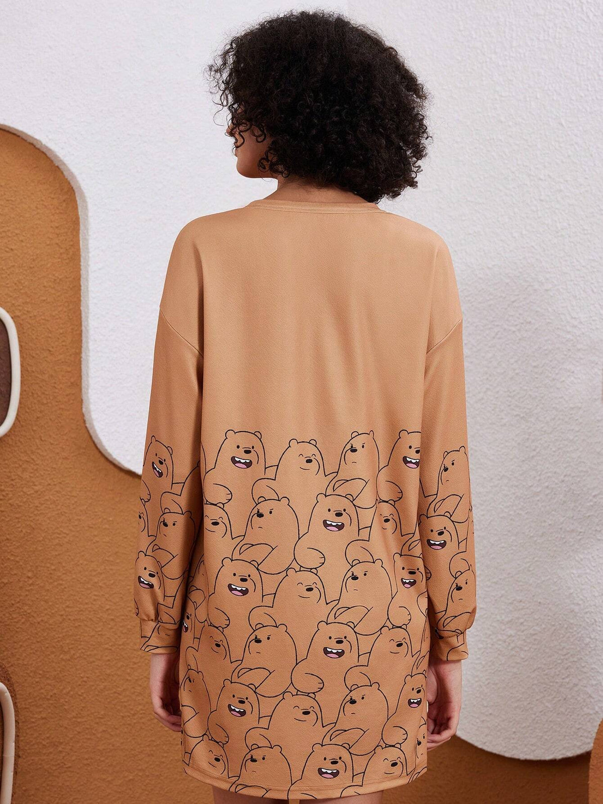 Women's Cartoon And Letter Graphic Drop Shoulder Oversize Short Dress