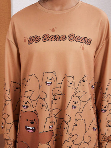 Women's Cartoon And Letter Graphic Drop Shoulder Oversize Short Dress