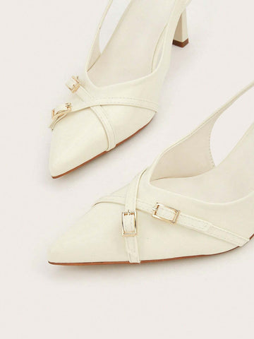 Patent White Pointed Toe Cross Strap Stiletto High Heel Sandals