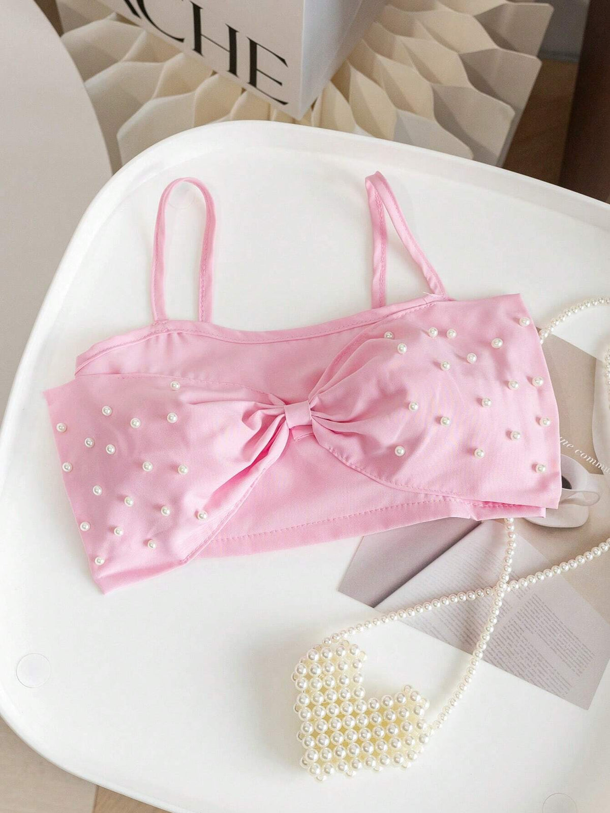 Wedding Flower Girl Dress Short Sleeve Shirt With Sweet And Elegant 3D Pearl Bow Detail Knot For Summer