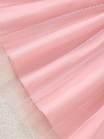 Wedding Memories Summer Flower Girl Dress For Girls, Butterfly Hot Stamping Detail Spaghetti Strap Dress With Flower Applique &Mesh Tulle Skirt