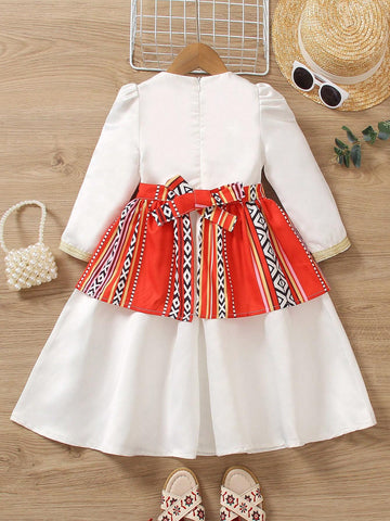 Wedding Season Flower Girl Warm Vacation Girls' Ruffle Top And High-Low Ruffle Hem Skirt Set, Spring/Summer