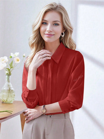White Blouse For Women, Elegant Casual Top With Long Sleeves, Fashionable And Graceful Design