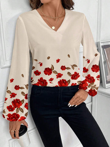 Casual Apricot Khaki Women's Shirt, Suitable For Autumn/Winter
