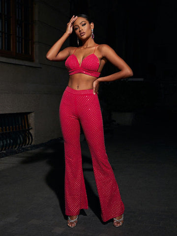 Whitley Embellished Blazer Three Piece Set In Hot Pink