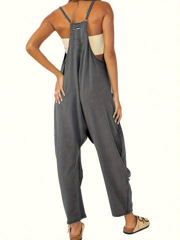 Women'S Casual Loose Fit Wide Strap Jumpsuit