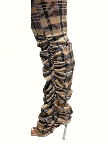 Women'S Check Pattern Skinny Jumpsuit