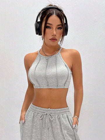 Women'S Cropped Halter Top And Pants Set