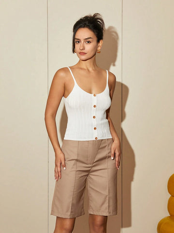 Women'S Double Layer Waist Bermuda Shorts