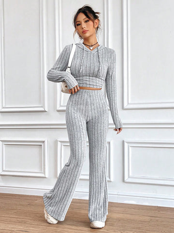 Women'S Knit Hoodie And Pants Set