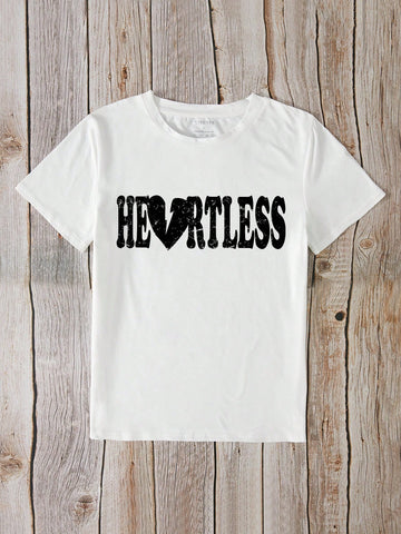 Women'S Letter & Heart Print 2pcs/Set