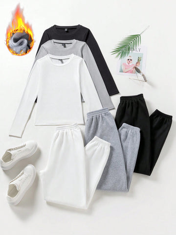Women'S Long Sleeve And Long Pants Fleece 2pcs/Set