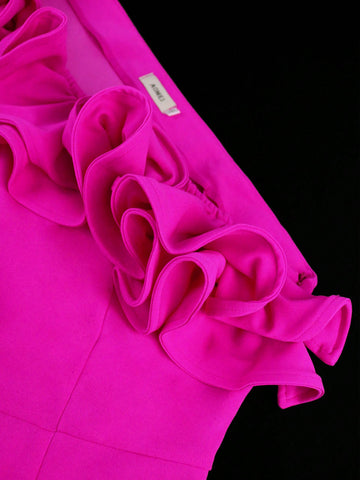 Women'S Oblique Shoulder Long Sleeve Frill Detail Jumpsuit