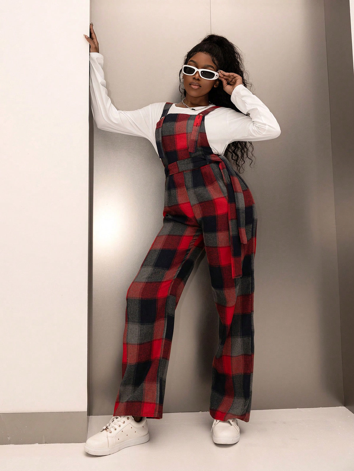 Women'S Plaid Suspenders Jumpsuit