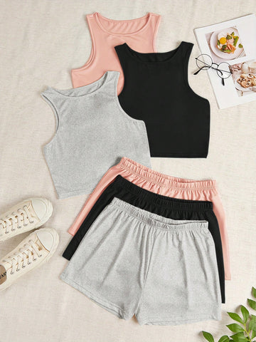 Women'S Plain Color Casual 2pcs/Set
