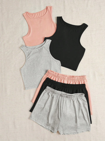 Women'S Plain Color Casual 2pcs/Set