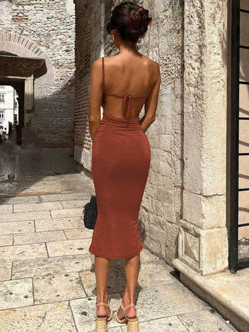 Women'S Pleated Spaghetti Strap Dress