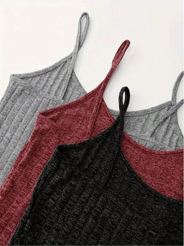 Women'S Ribbed Cami Top And Shorts 2 Piece Outfit
