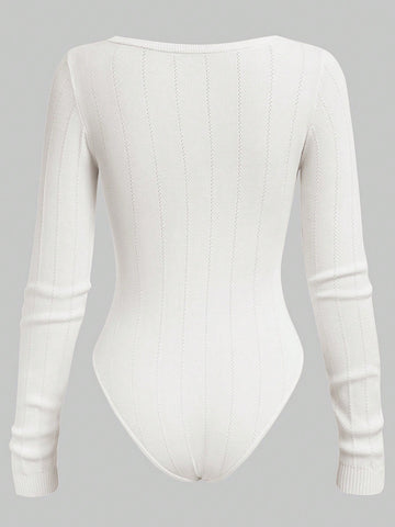 Women'S Round Neck Long Sleeve Bodysuit