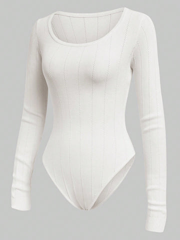 Women'S Round Neck Long Sleeve Bodysuit