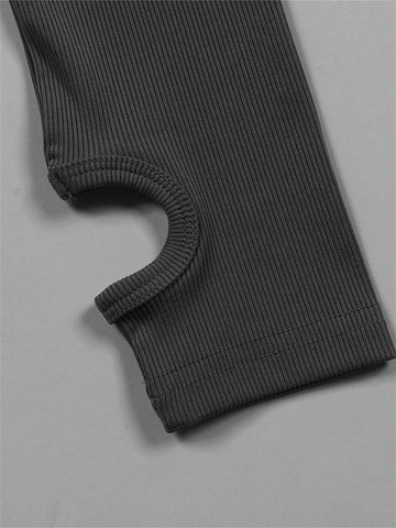 Women'S Round Neck Long Sleeve Jumpsuit