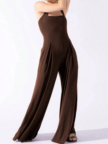 Women'S Seamless Spaghetti Strap Slimming Wide Leg Jumpsuit