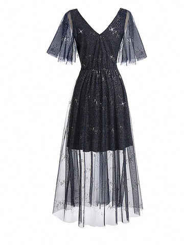 Women'S Silver-Pressed Bodycon Dress